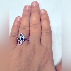 COPY - 925 Sterling Silver ring with sapphire and CZ.